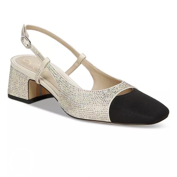 Sam Edelman Shoes - Sam Edelman Tarra Glitz Slip-On Slingback Pumps EUC